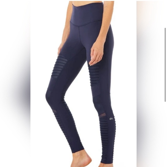 Alo Yoga | High Waist Moto Leggings in Navy, Size Small - Picture 7 of 7